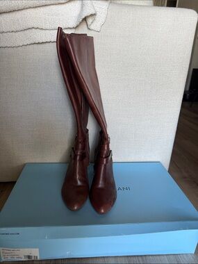 ANTONIO MELANI Tall Over-the-Knee Brown Leather Boots Size 9